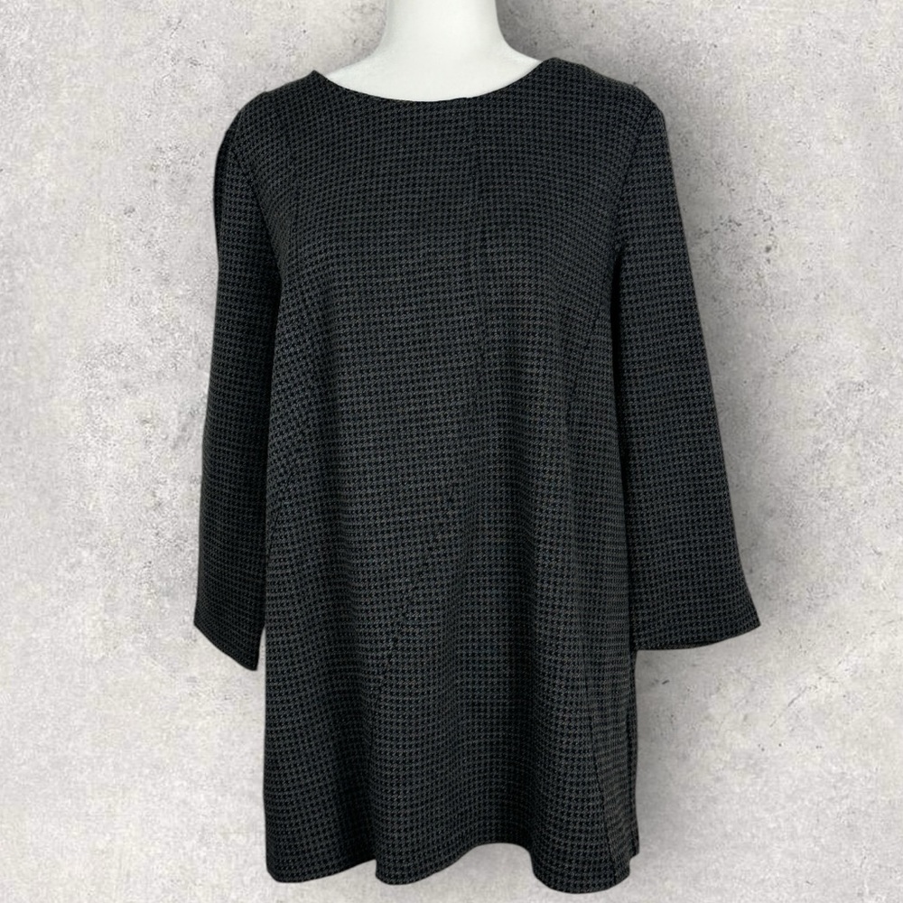 Persona by Marina Rinaldi Plaid Textured Mini Tunic Sweatshirt Dress Size Medium